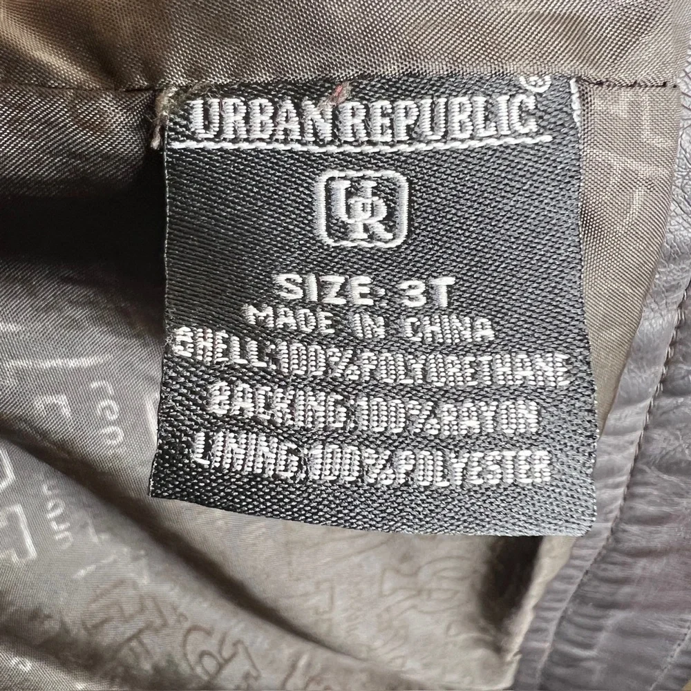 Urban Republic Black Pleather Toddler Zip Jacket Boys 3T Outdoor School Casual